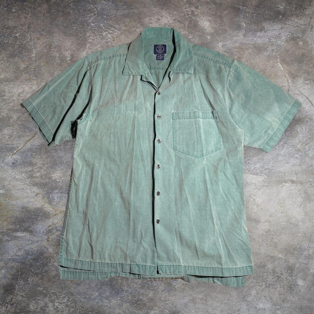 Vintage 90s GAP Green Short Sleeve Button Up Shirt Relaxed Fit Mens M Cotton